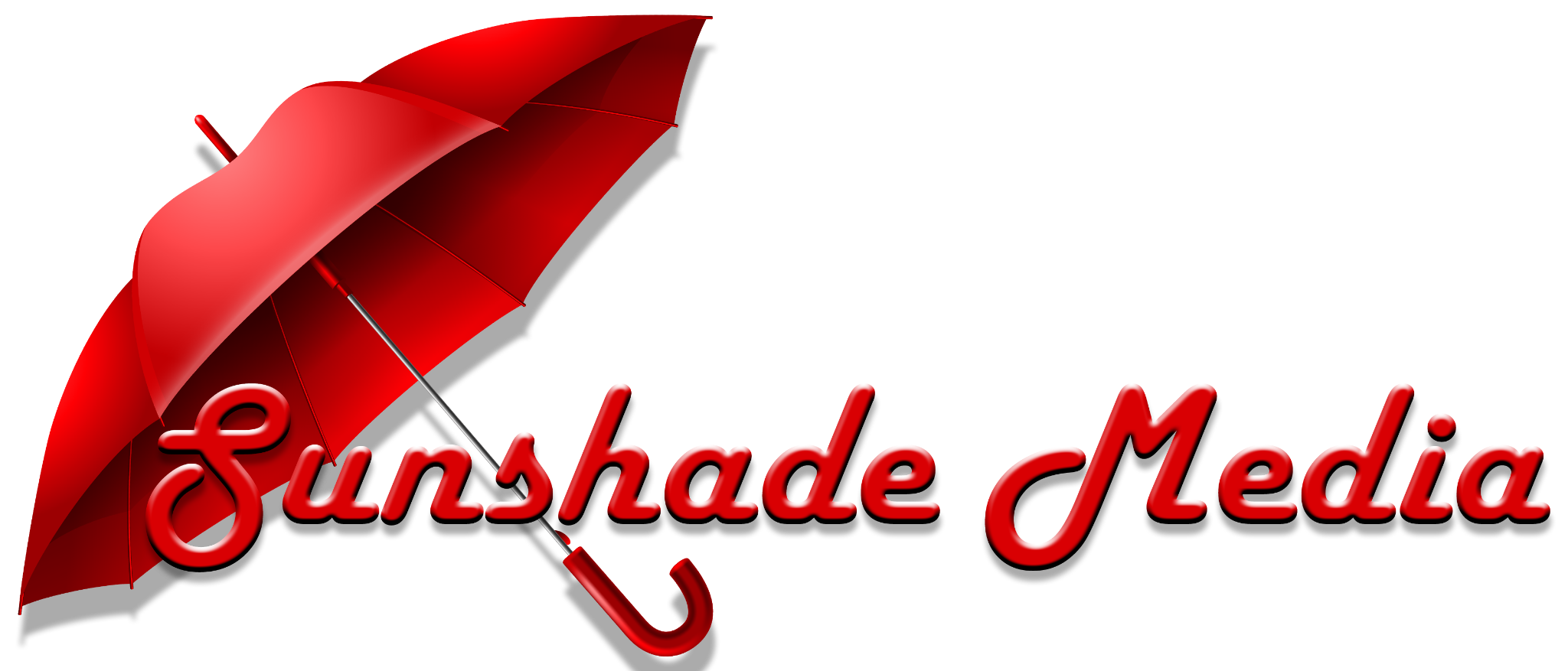 Sunshade Media original red umbrella and script logo